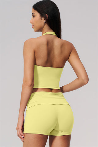 The Twirl Wide Strap Halter Crop Top