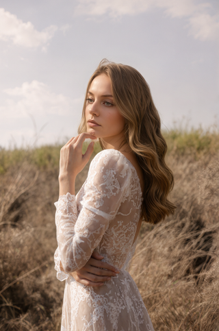 Luxury Long Sleeve Lace Sheer Robe Dress | Bridal Getting Ready & Boudoir Gown - Glamourous Grace