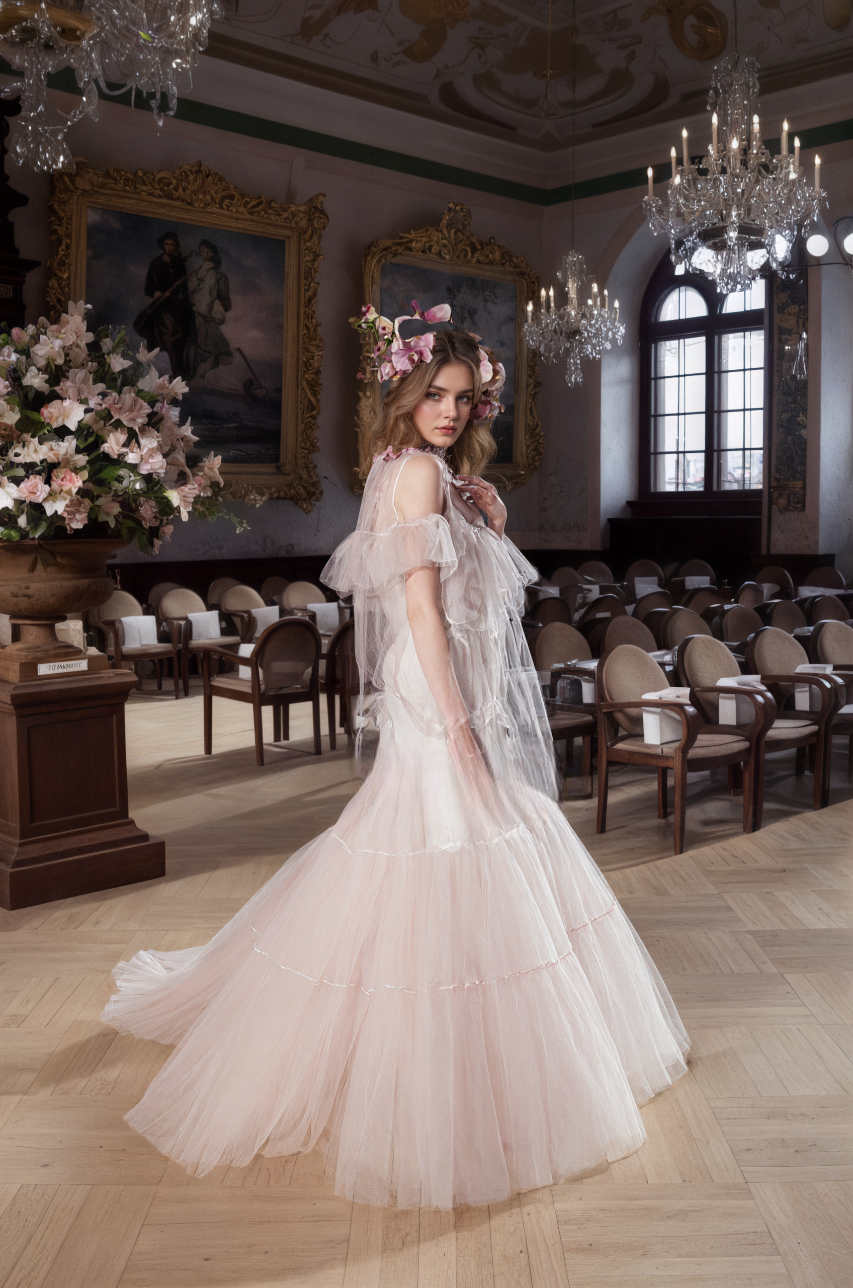 Luxury 3 colors Layered Tulle Sheer Robe Dress | Couture Ruffle Boudoir Robe Set - Glamourous Grace
