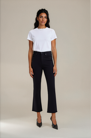 Lennon High Rise Cropped Bootcut Jeans Noir