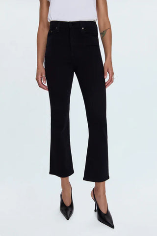 Lennon High Rise Cropped Bootcut Jeans Noir