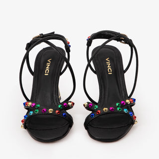The Aurora Black Leather Strappy Women Sandal - Glamourous Grace