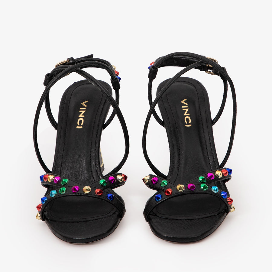 The Aurora Black Leather Strappy Women Sandal - Glamourous Grace