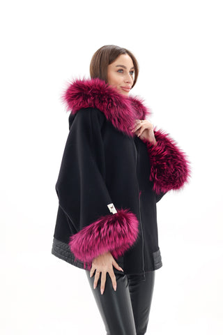 Saga®Furs Silver Fox Cashmere Blend Coat