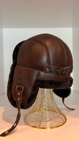 Genuine Leather Shearling Hat Unisex