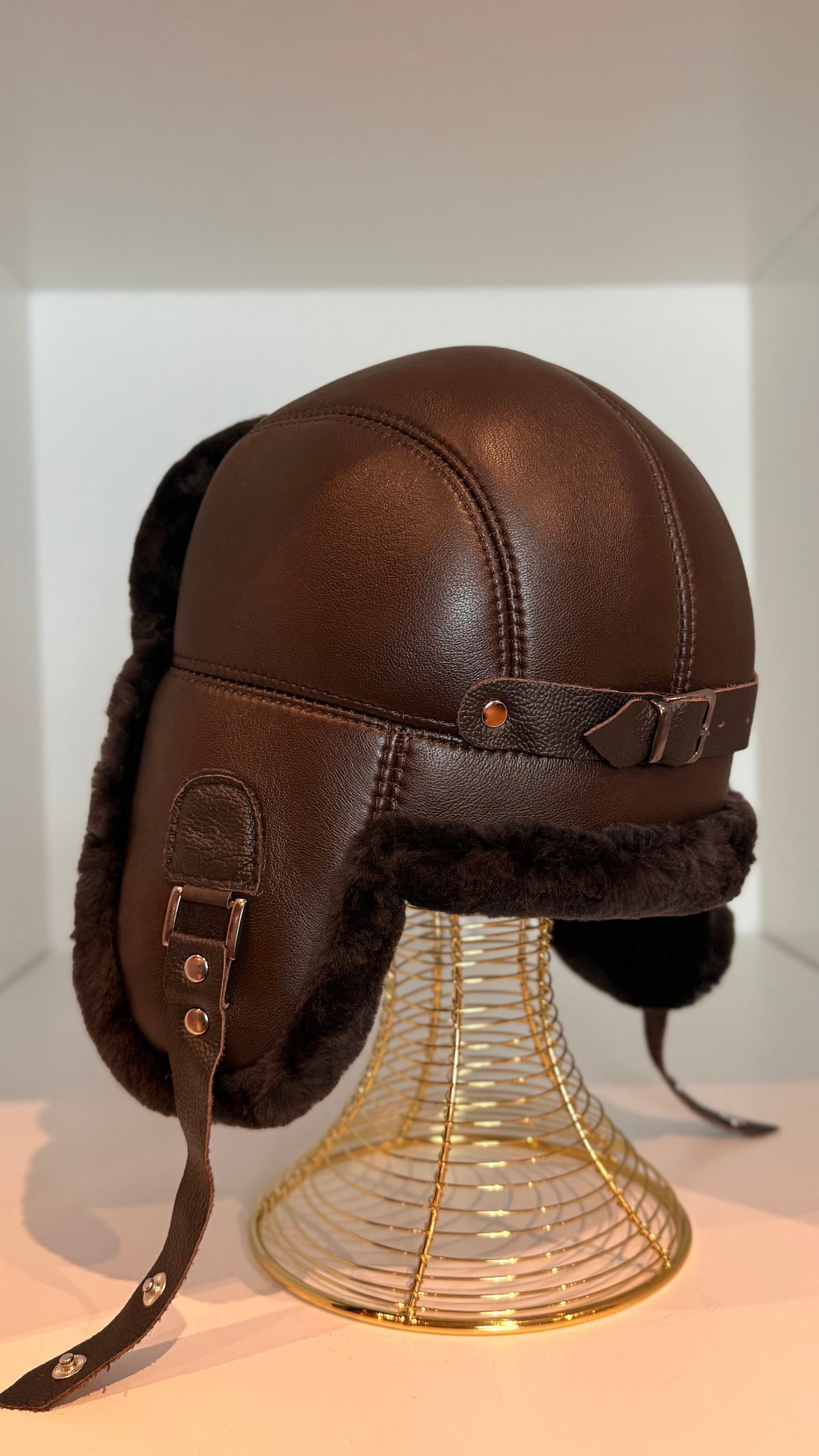 Genuine Leather Shearling Hat Unisex