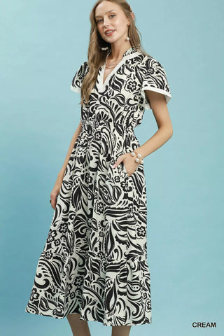 Umgee Paisley Print Midi Dress with Side Pockets - Glamourous Grace