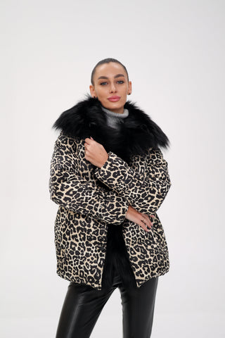 Genuine Fox Leopard Luxe Down Parka