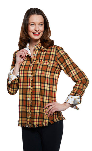 Cape Cod Tunic with Fringe Bottom Yarn-Dyed Flannel Plaid - Glamourous Grace