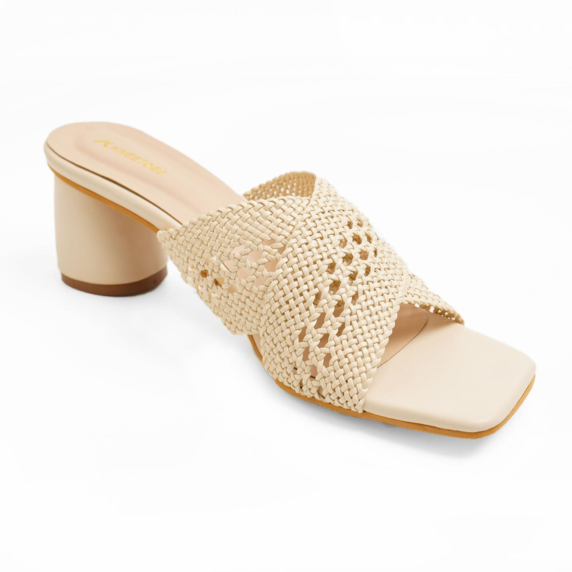 Willow - Beige Block Heels - Glamourous Grace