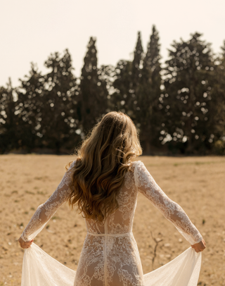 Luxury Long Sleeve Lace Sheer Robe Dress | Bridal Getting Ready & Boudoir Gown - Glamourous Grace
