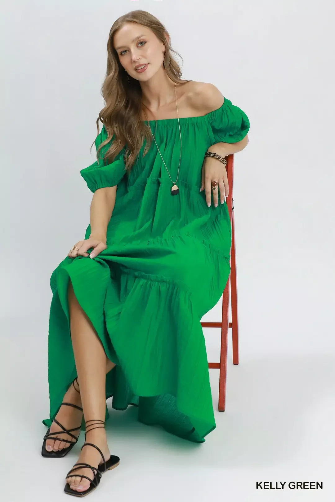 Umgee Textured Tiered Midi Dress - Glamourous Grace