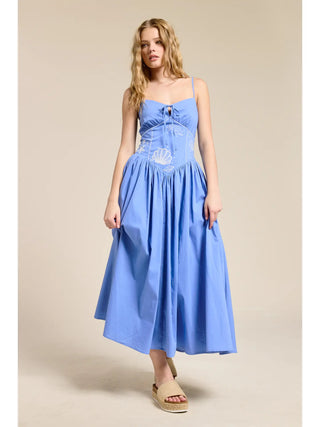 Ocean Embroidered Midi Dress - Glamourous Grace