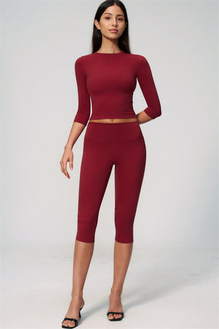 The Natalia Half-Sleeve Top Capri Leggings 2-Piece Set