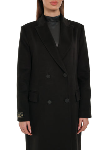 Alaska Longline Cashmere Wool Blend Coat in Black