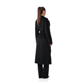 Cambridge Comfort Wraparound Wool Cashmere Coat in Black