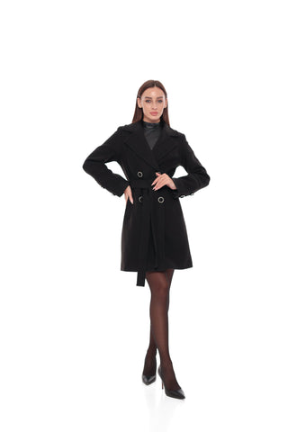 Zuri Cashmere Blend Overcoat in Black