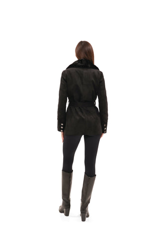 Genuine Mink Fur Eco Suede Jacket