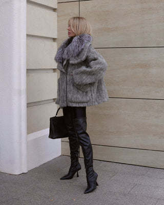 Pre-Order. Ships September 2026. Ares Genuine Fur Trim Down Fill Mohair Parka