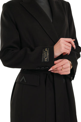 Alaska Longline Cashmere Wool Blend Coat in Black