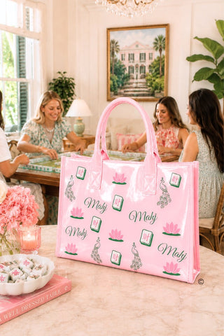 SC - ETA 9/30-10/14 Southern Shuffle Pink Vinyl Tote© - Glamourous Grace