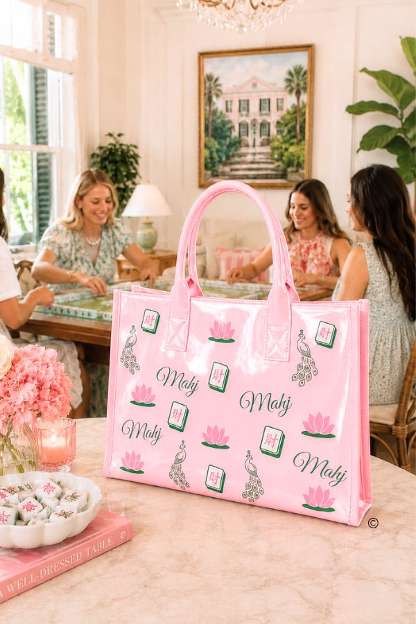 SC - ETA 9/30-10/14 Southern Shuffle Pink Vinyl Tote© - Glamourous Grace