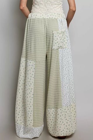 POL Patchwork Mixed Knit Wide Leg Pants - Glamourous Grace