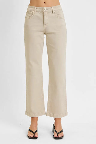 RISEN Tummy Control Mid Rise Ankle Straight Jeans
