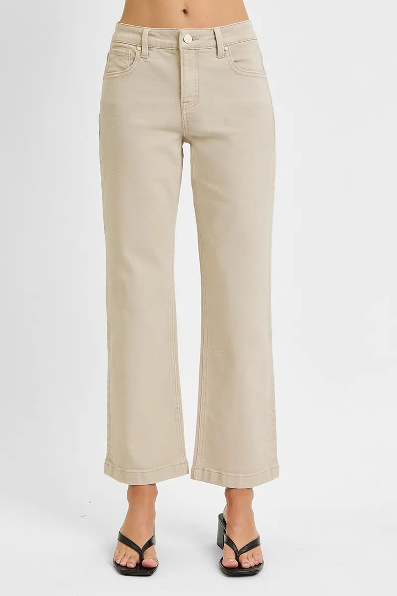 RISEN Tummy Control Mid Rise Ankle Straight Jeans