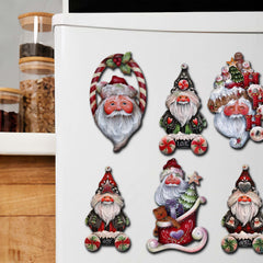 Magical Baby Santa Decorative Eco Wood Magnets Set of 6 by Jamie Mills-Price - Christmas Santa Snowman Décor - 8090051G-S6