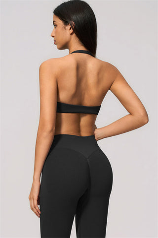 The Velvetine Halter Sports Bra Flared Leggings 2-Piece Set