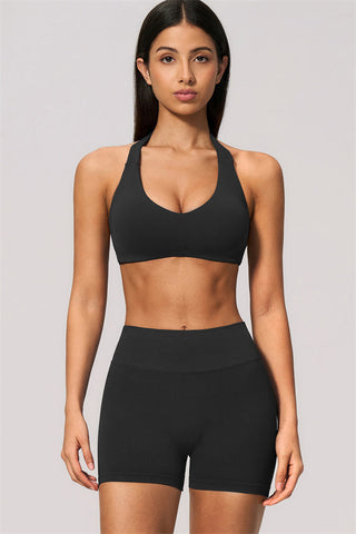The Velvetine Halter Sports Bra Shorts 2-Piece Set