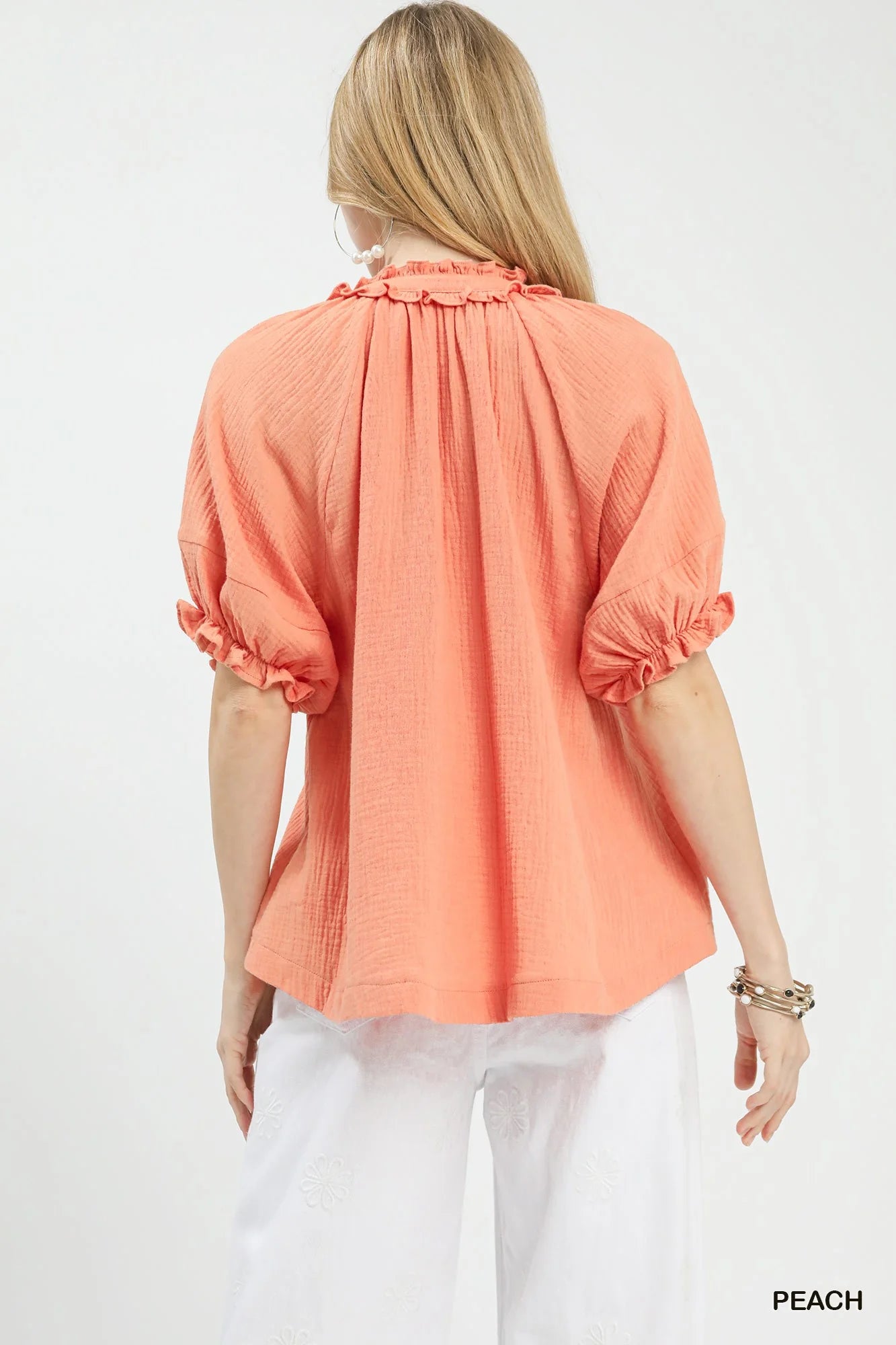 Umgee Cotton Gauze Ruffle Top - Glamourous Grace