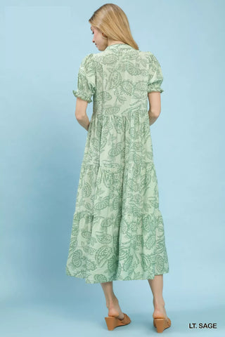 Umgee Paisley Print Tiered Midi Dress - Glamourous Grace