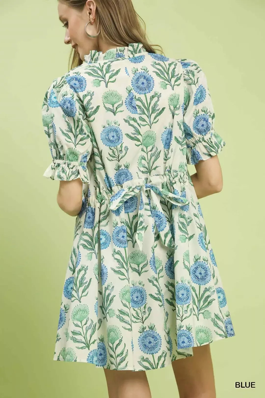Umgee Floral Puff Sleeve Babydoll Dress with Side Pockets - Glamourous Grace