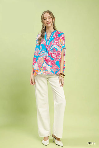 Umgee Abstract Print Oversized Top - Glamourous Grace