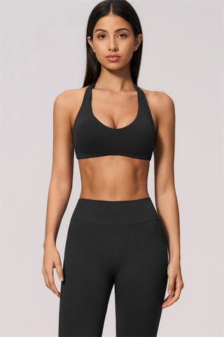 The Velvetine Halter Sports Bra Flared Leggings 2-Piece Set