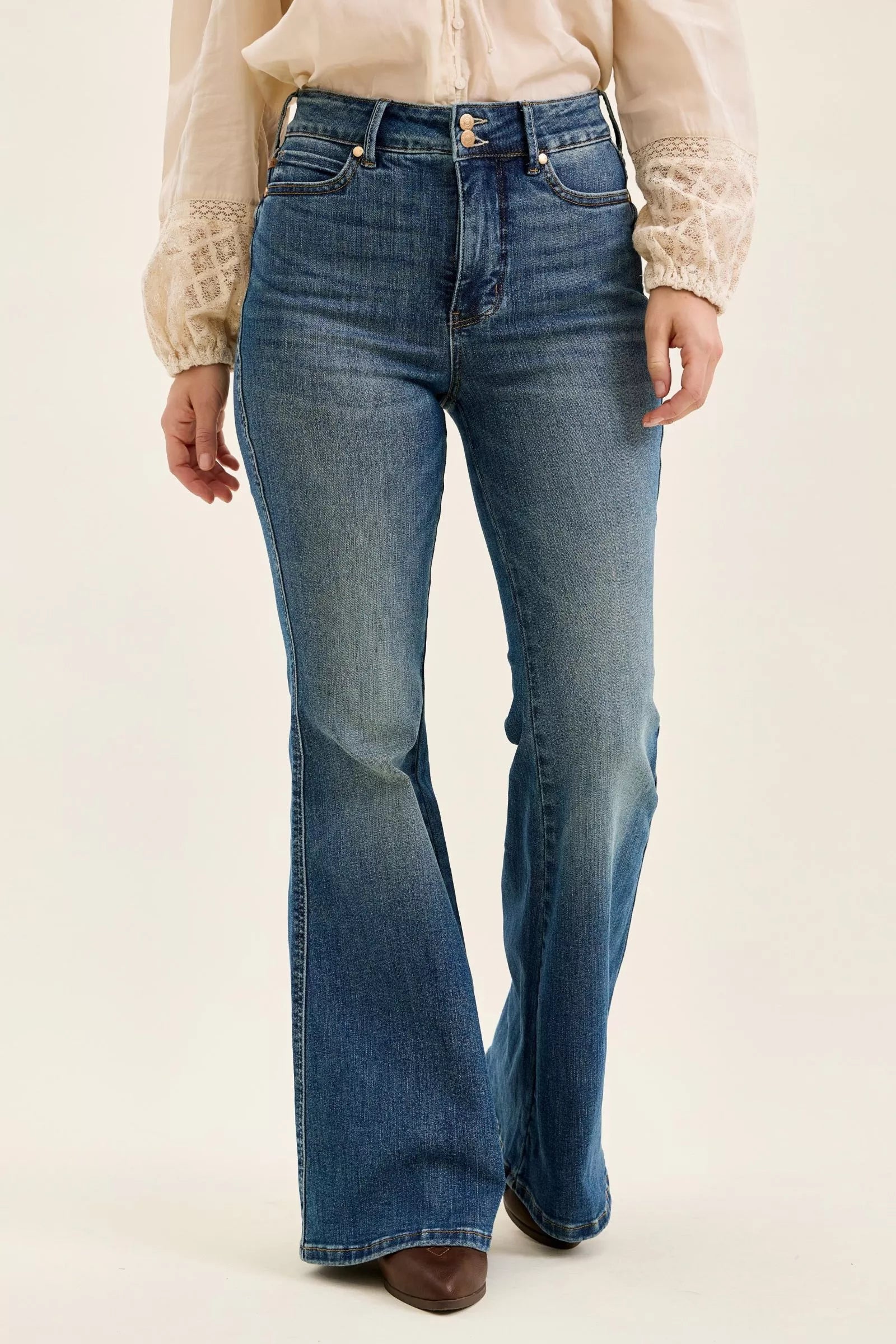 Judy Blue Double Button Tummy Control Flared Leg Jeans