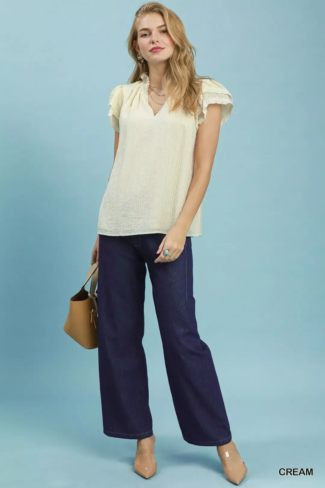 Umgee Lace Trim Ruffle Top - Glamourous Grace