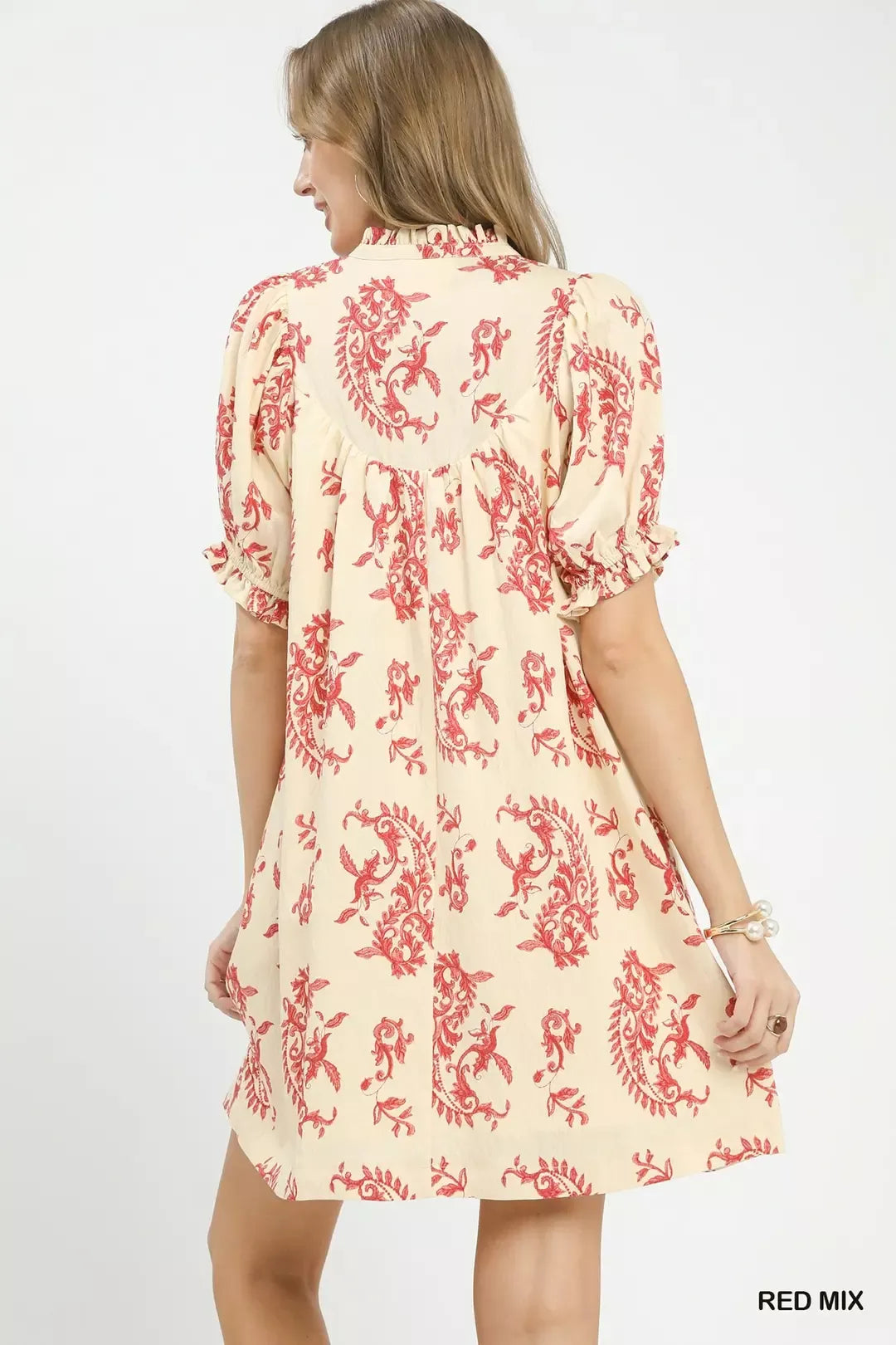Umgee Mix Paisley Scallop Trim Dress - Glamourous Grace