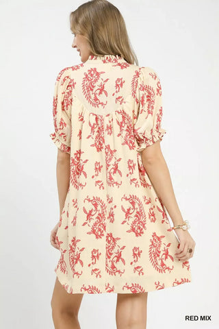 Umgee Mix Paisley Scallop Trim Dress - Glamourous Grace