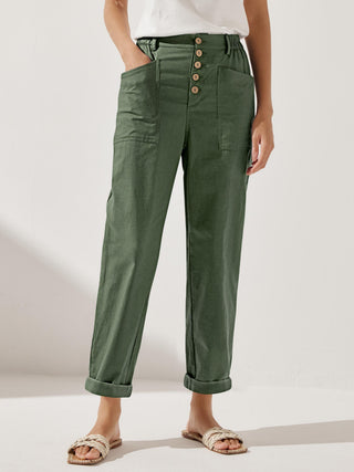 Linen Simple Button Fly Trousers HEIDI - Glamourous Grace