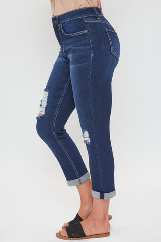 Women's Petite High Rise Vintage Slim Straight Cuff Jean