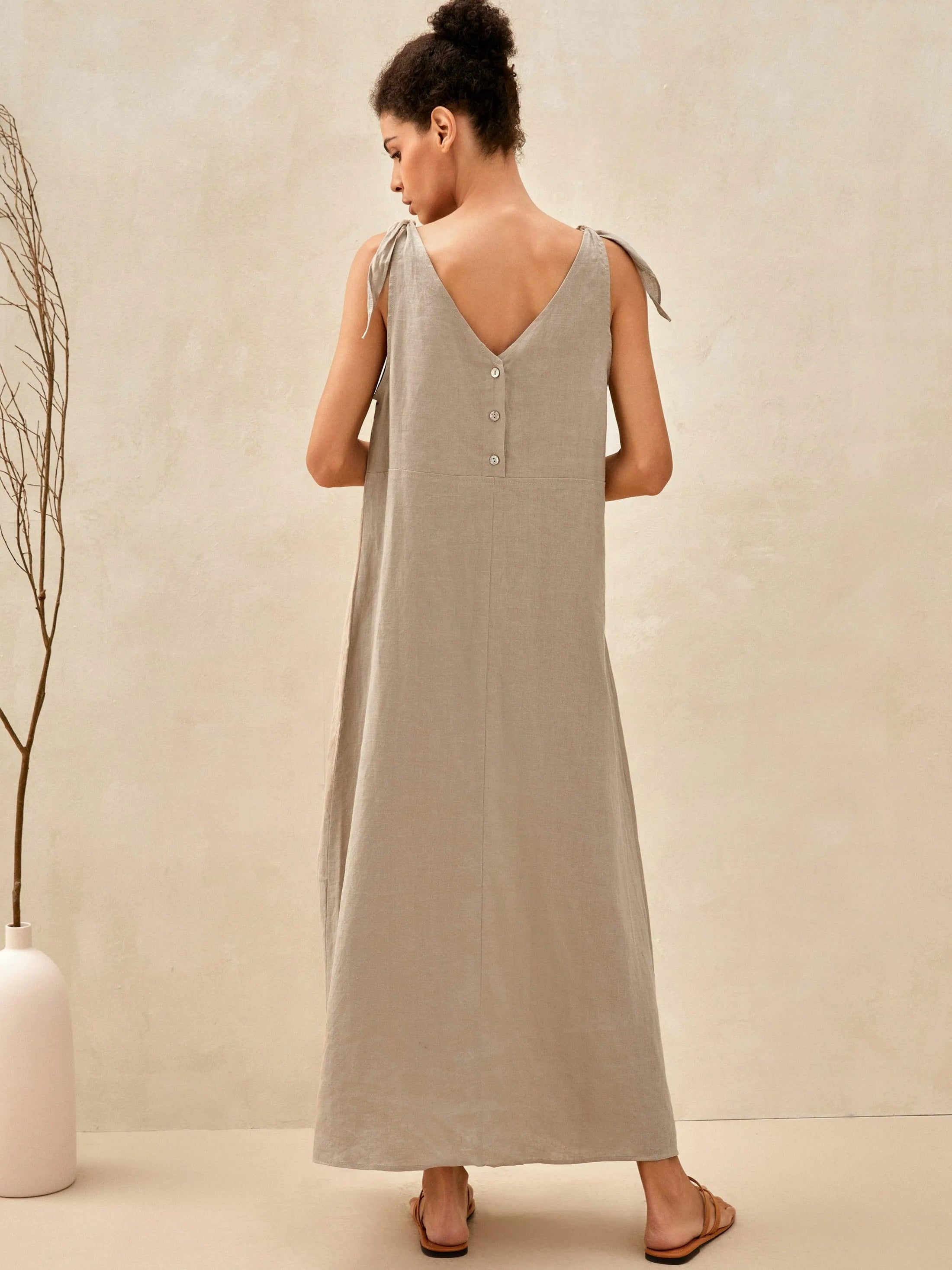 100% Linen Camisole Dress QEARL - Glamourous Grace