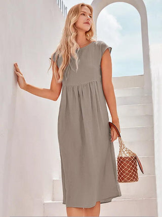 Linen Striped Cap Sleeve Washed Maxi Dress JOAN - Glamourous Grace