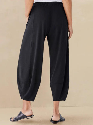 LINTICO 100% linen crop pants in charcoal black, lightweight and breathable bottoms with a relaxed fit for casual wear.