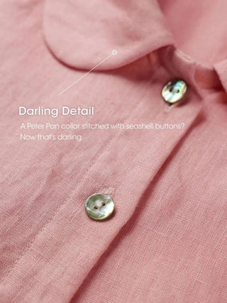 100% Linen Peter Pan Collar 3/4 Sleeve Shirt ASTRID - Glamourous Grace