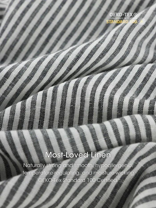 100% Linen Striped Elastic-Waist Midi Dress ARIA - Glamourous Grace