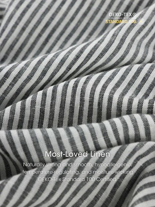 100% Linen Striped Elastic-Waist Midi Dress ARIA - Glamourous Grace