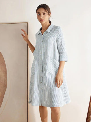 100% Linen Shirt Dress MADISON - Glamourous Grace